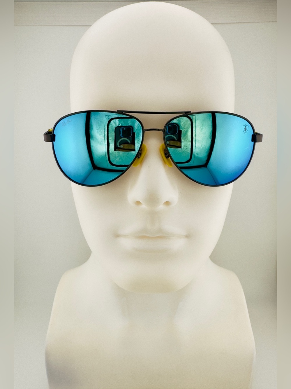 Ray-Ban Sunglasses RB8313M Scuderia Ferrari Black Frame with Blue Mirror lenses - Picture 3 of 16